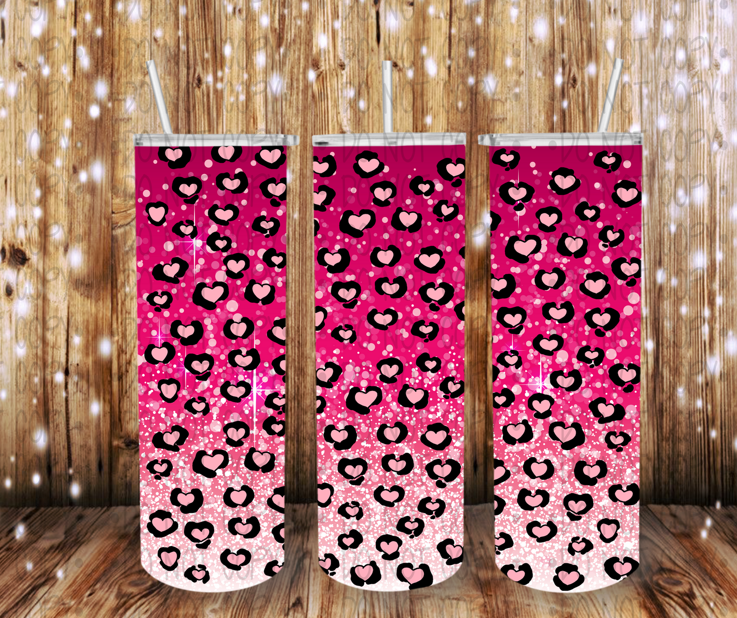 Leopard Print Heart- Completed Tumbler