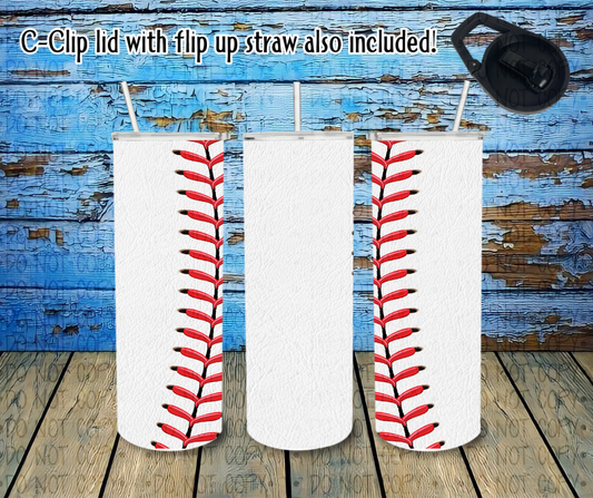 Baseball tumbler with stitching