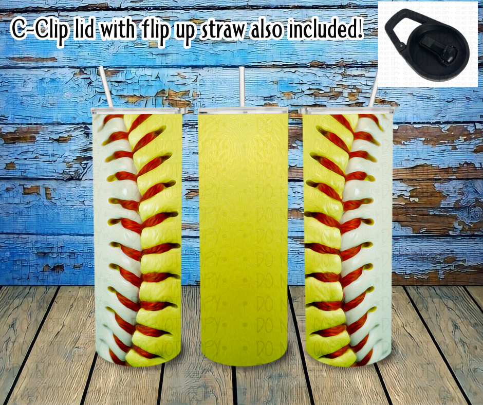 Softball and Baseball tumbler with stitching