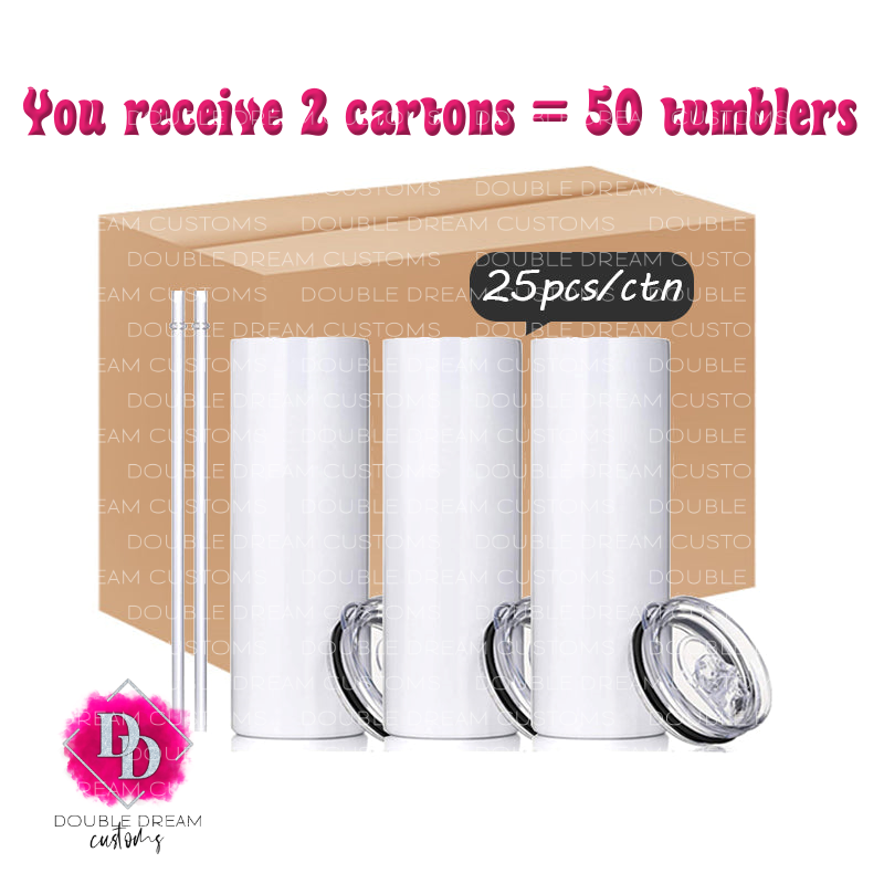 Case of 50  20ounce blank sublimation tumblers - Drop Shipped with FREE SHIPPING