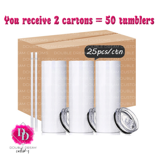 Case of 50 20ounce blank sublimation tumblers - Drop Shipped with FREE SHIPPING