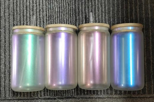 Iridescent 16 oz Glass Sublimation Tumbler