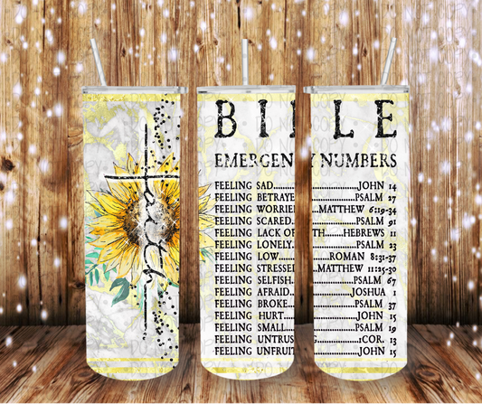 Bible Emergency Numbers- Completed Tumbler